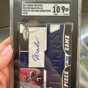 2022 Panini Titans Malik Willis Autographed Card with Jersey patch graded 19/25